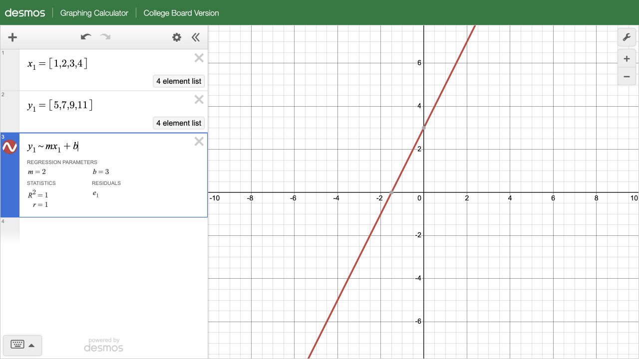 Enter data and fit with a tilde in the actual College Board testing calculator